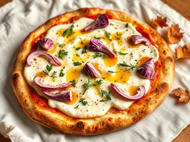 Base Pizza alla Pala con Crema di Gorgonzola, Radicchio e Miele